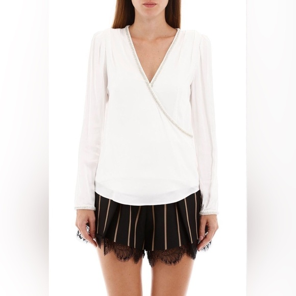 Self-Portrait Crystal Embellished Blouse Size 8 - Picture 1 of 6